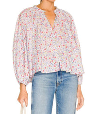 Something Navy - Long Sleeve Flowy Button Up Top