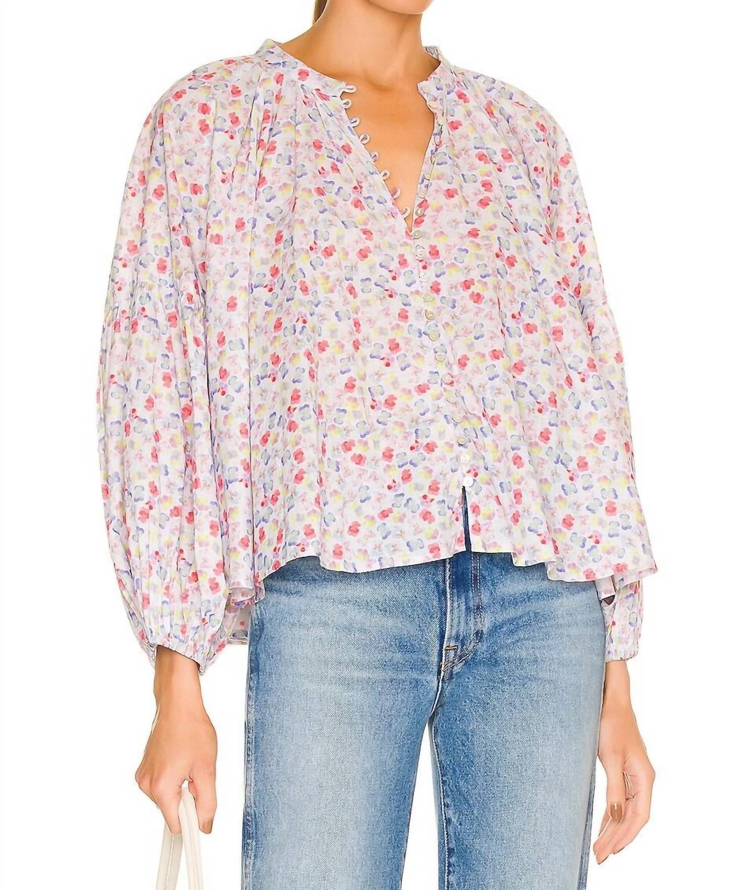 Something Navy - Long Sleeve Flowy Button Up Top