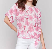 Charlie B - Floral Tie-side Short Sleeve Top