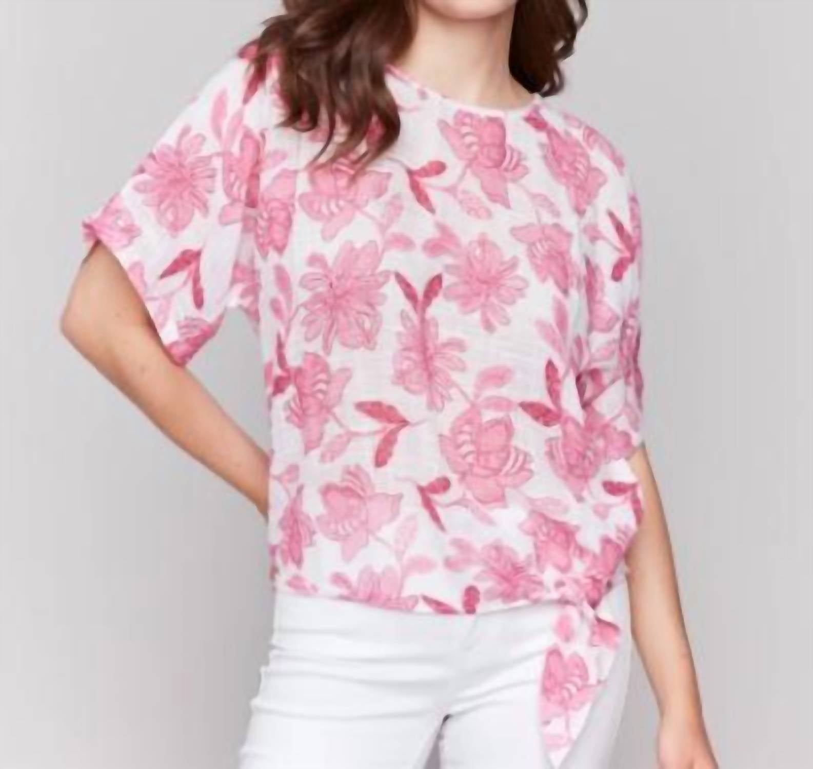 Charlie B - Floral Tie-side Short Sleeve Top