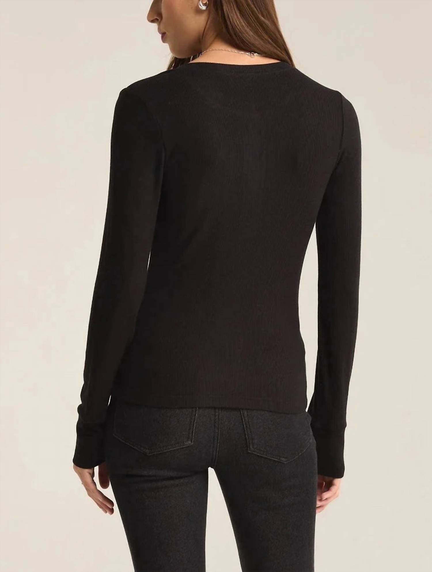 Z Supply - Scarlett Ribbed Long Sleeve Henley Top