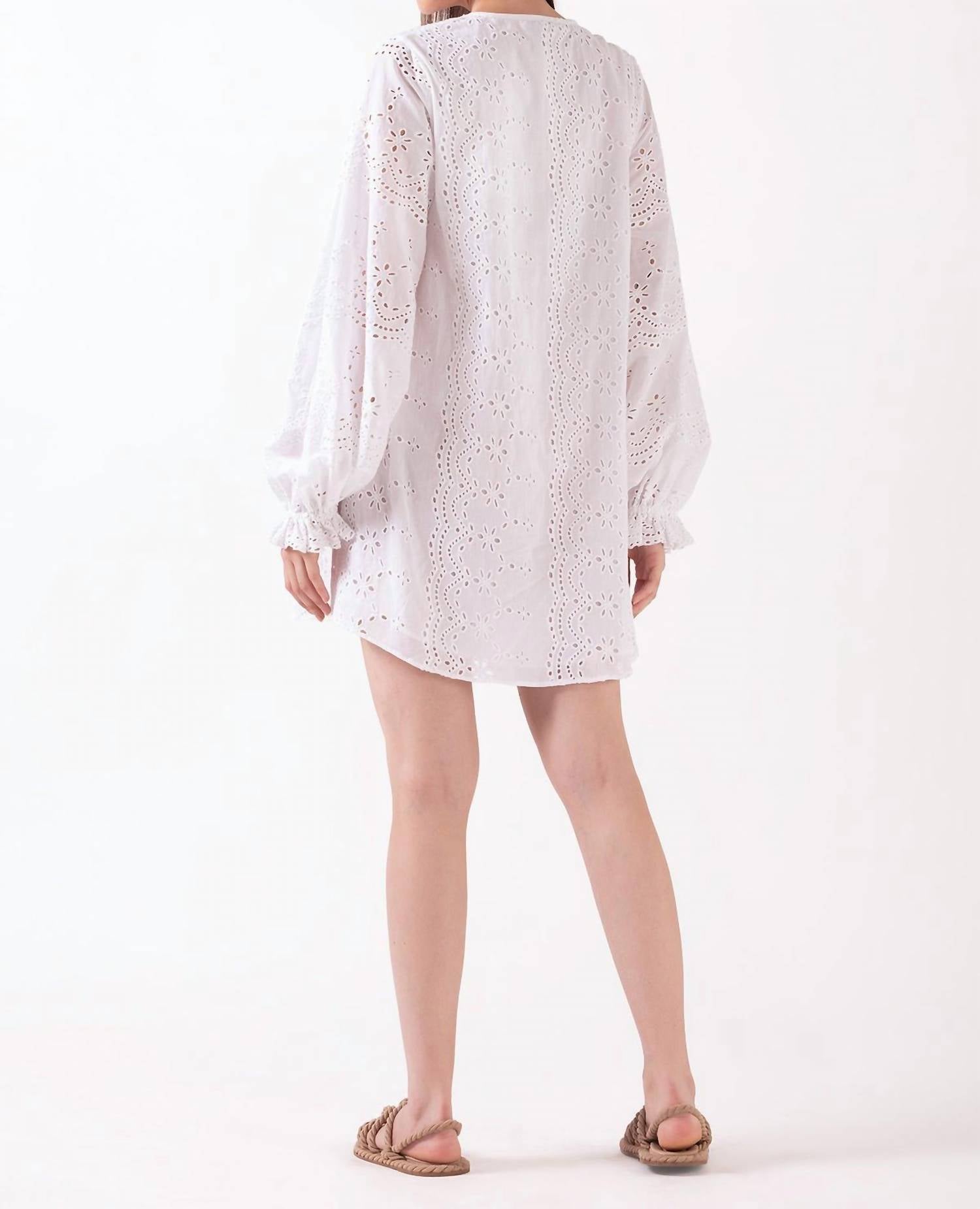Celina Moon Clover Tunic Dress in white seed - women's dress - alternate view