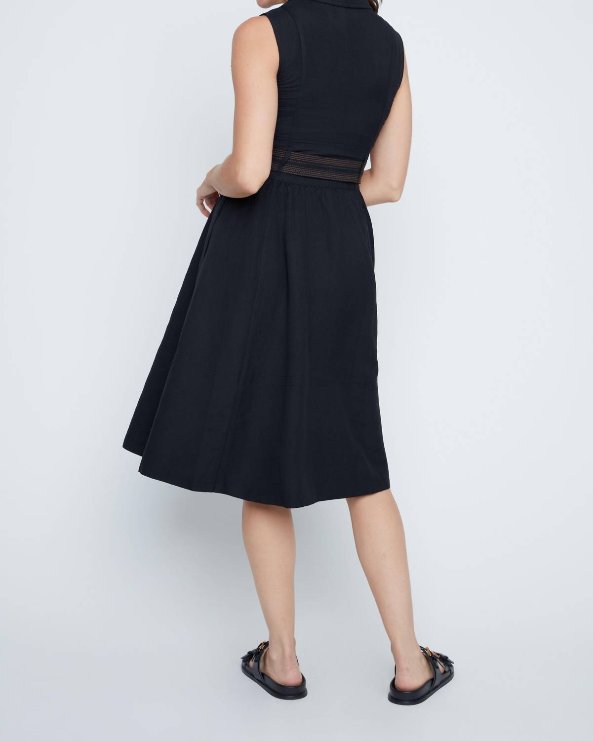 Renuar - Midnight Elegance Belted Linen Midi Dress