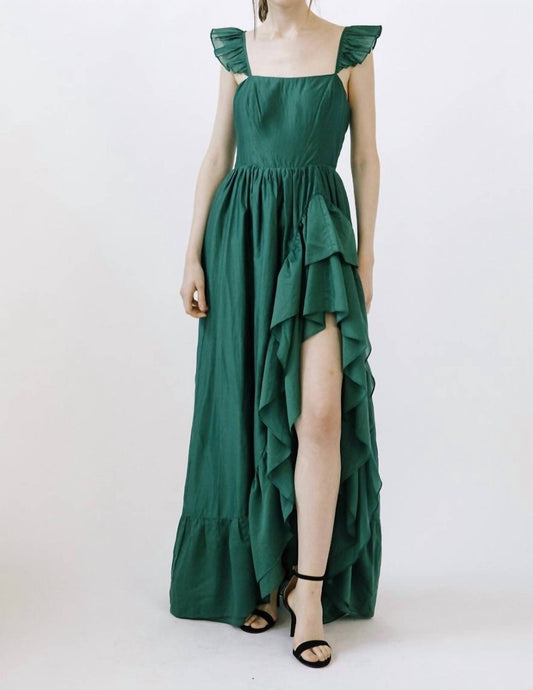 Storia - Cascade Ruffle Slit Maxi Dress