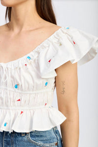 En Saison - Nellie Flutter Sleeve Top