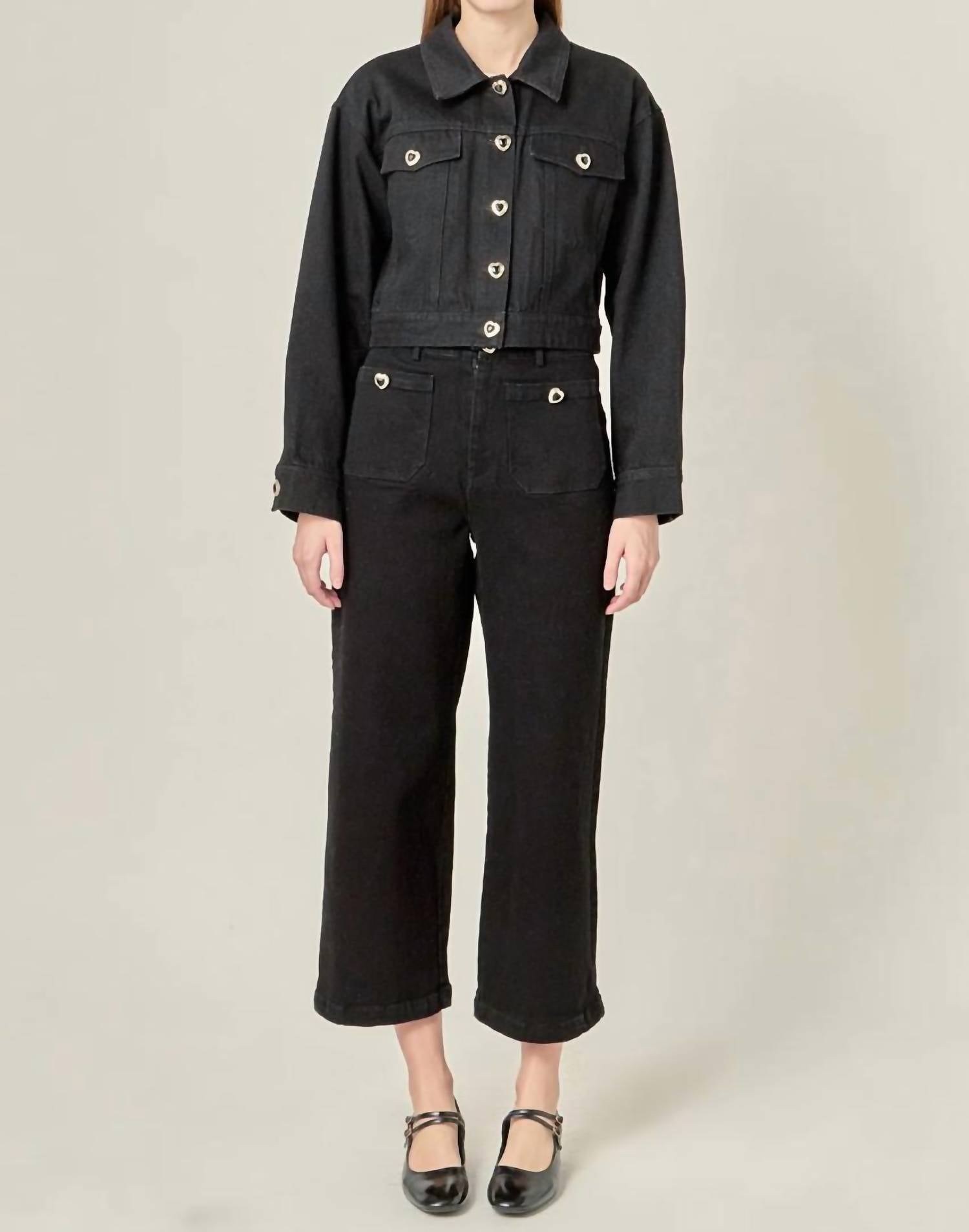 English Factory - Heart Button Stretch Culotte Pants
