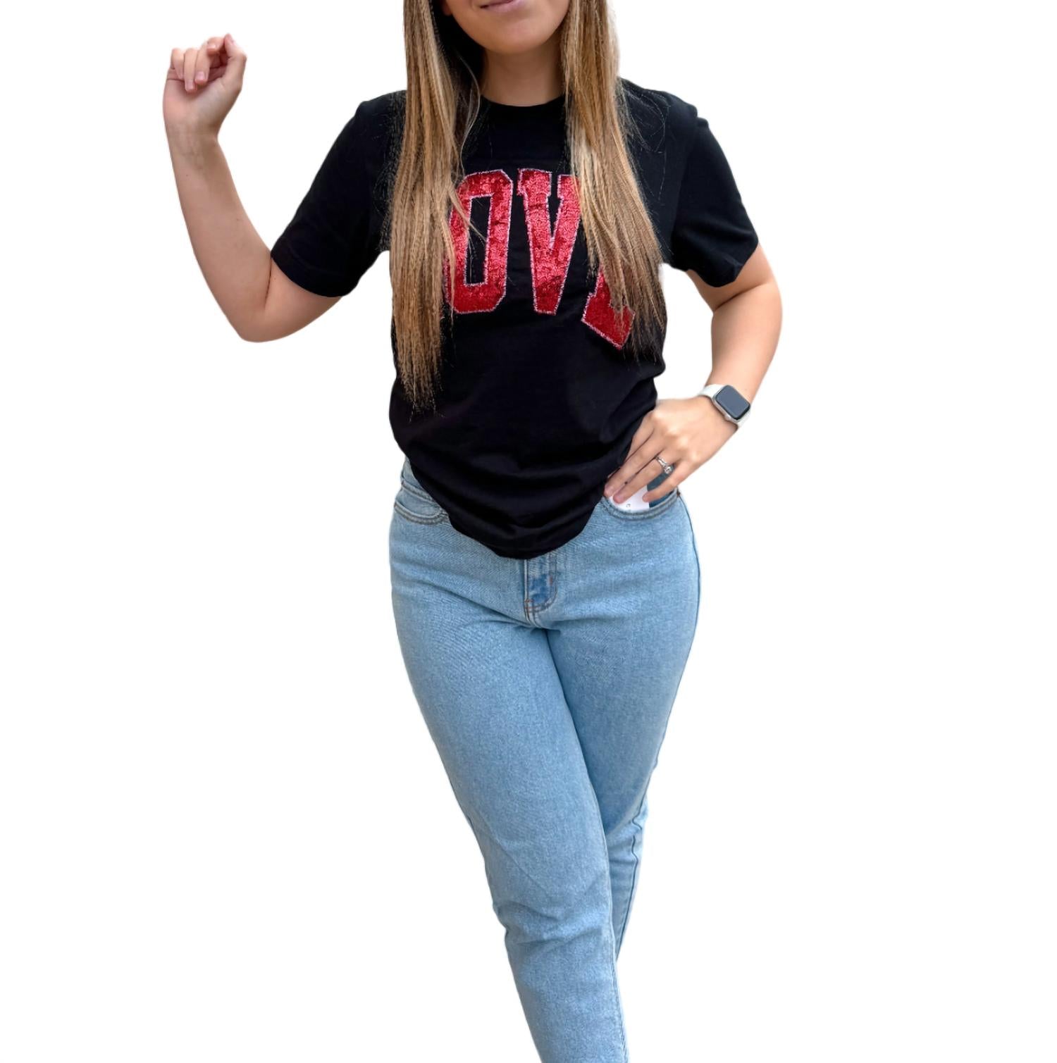 Southern Belle - Arched Love Short Sleeve Embroidered Patch Tee