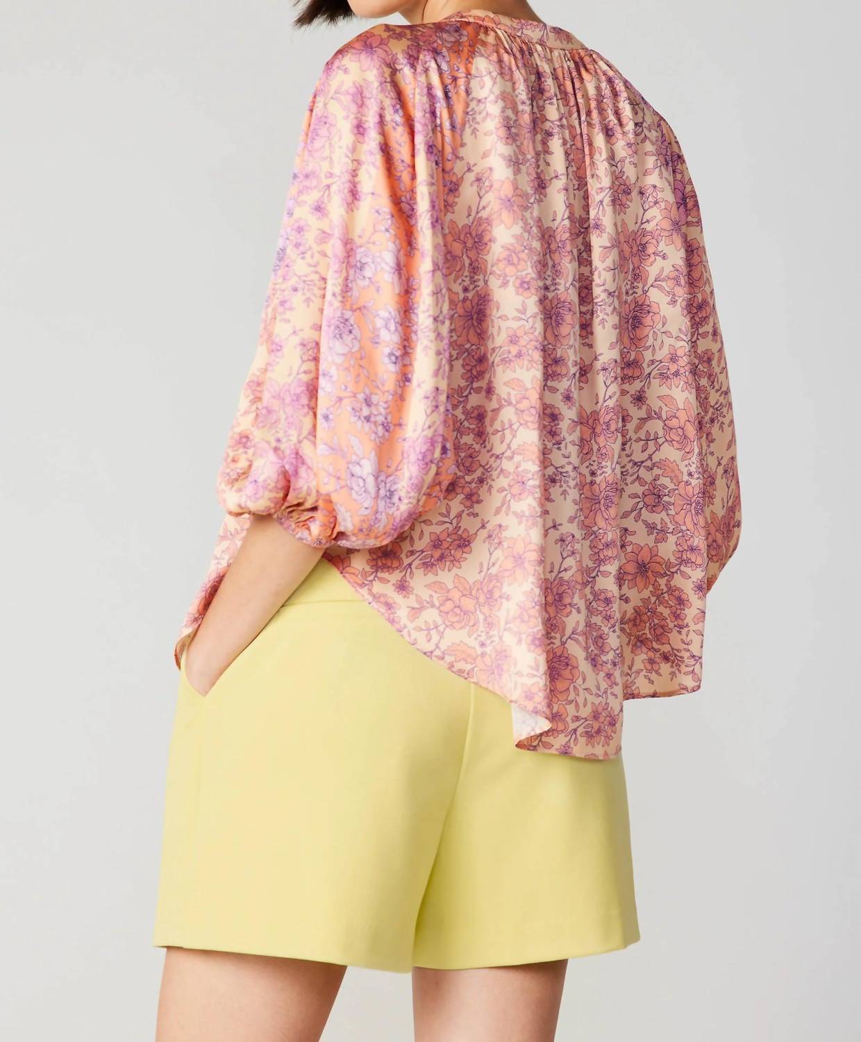 Current Air - Floral Cuffed Sleeve Blouse