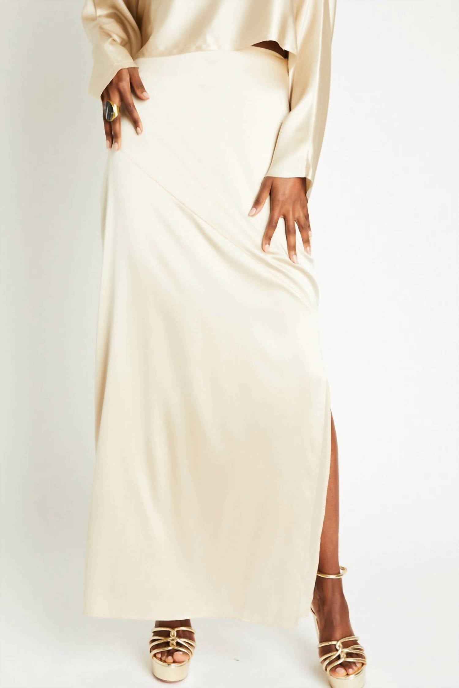 Beryll Naomi Silk Skirt in latte - women's skirt