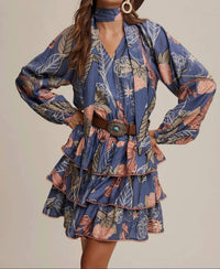 Listicle - Feathered Petal Tiered Mini Dress