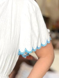 Umgee - Scalloped Hem Smocked Waist Blouse