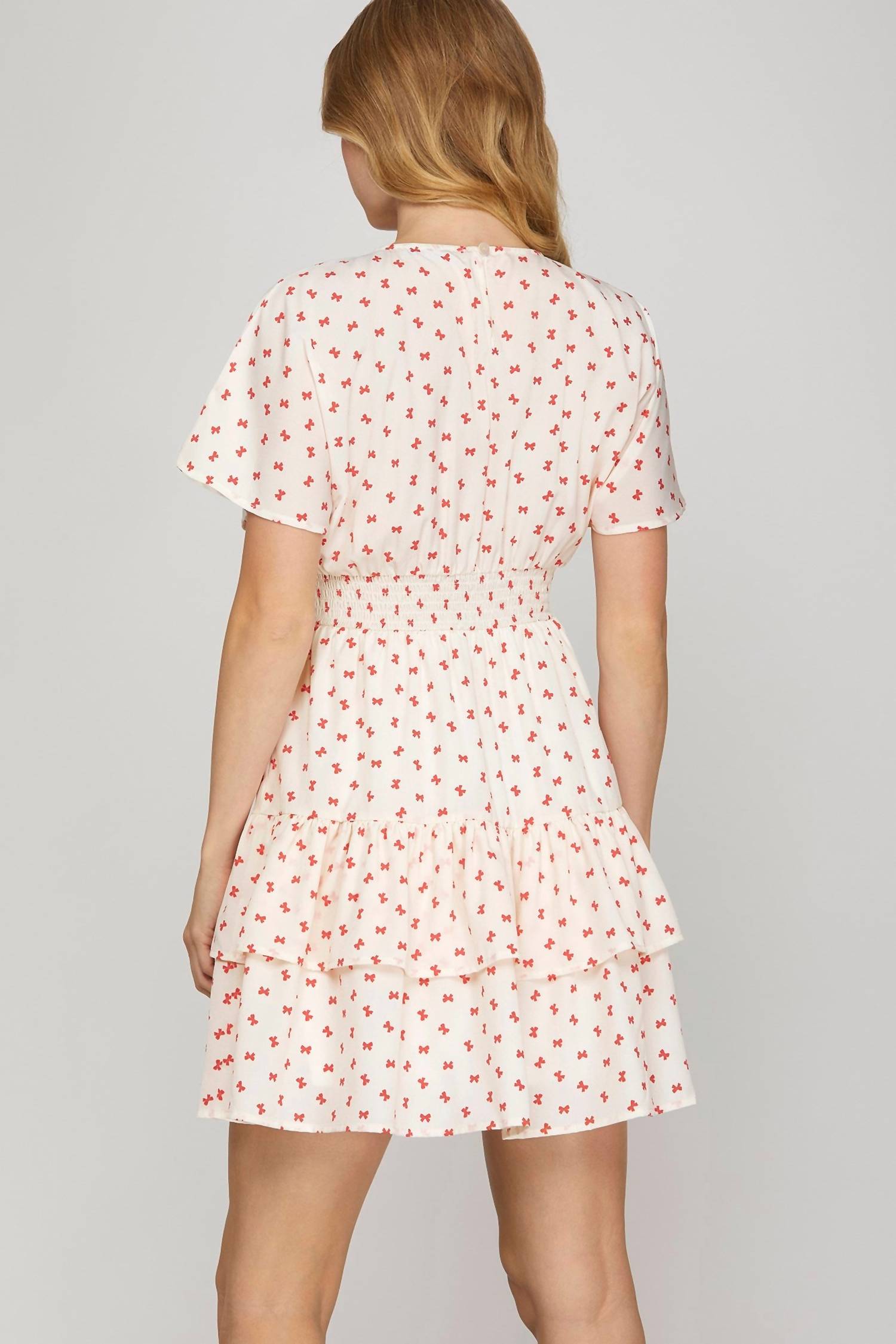 She + Sky - Lila Flutter Smocked Mini Dress