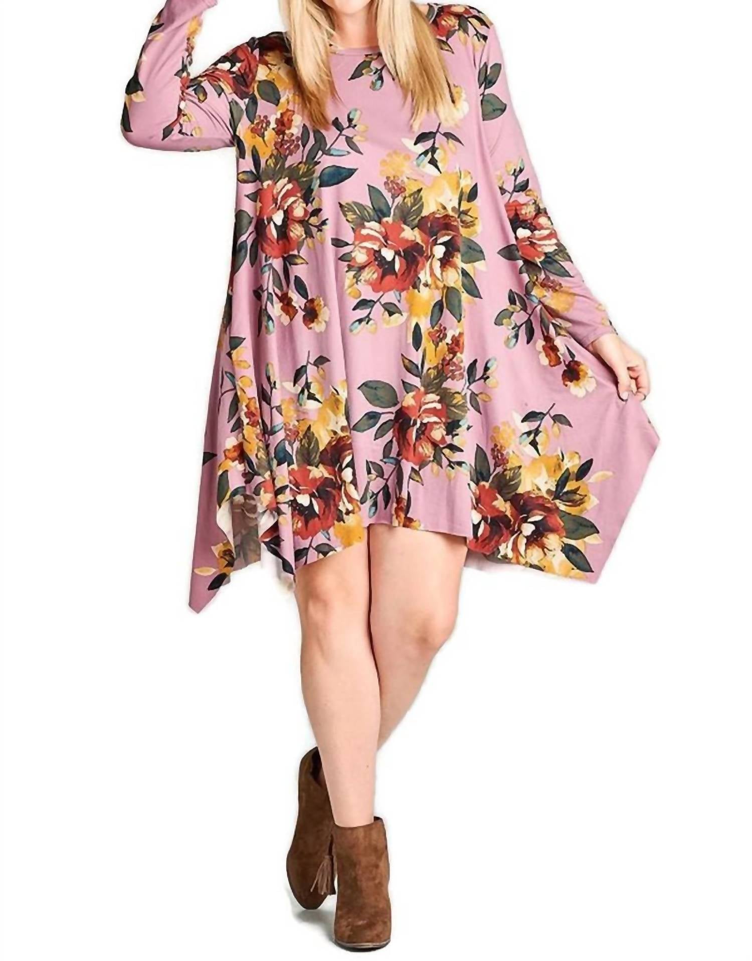 Oddi - Floral Jersey Knit Trapeze Dress - Plus