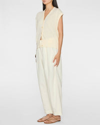 APIECE APART Fine Weight Cropped Vest in cream 3 - women's jacket - alternate view