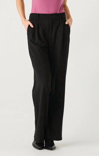 Dex Ponte Knit Wide Leg Trouser in black - women's pants - detail view