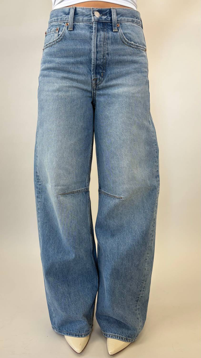 PISTOLA Sydney High Rise Bowed Wide Jeans in hazy - women's jeans