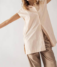 Urban Daizy - Short Sleeve Button-Up Tunic Top