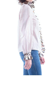 LA PRESTIC OUISTON Baronne Top in raye bordeaux - women's blouse - detail view