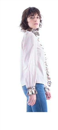 LA PRESTIC OUISTON Baronne Top in raye bordeaux - women's blouse - alternate view