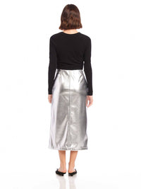 Fifteen Twenty - Kaia Faux Leather Front Slit Midi Skirt