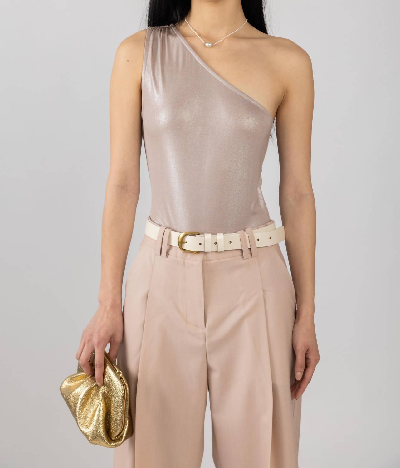 L'Agence - Sheridan Metallic One Shoulder Bodysuit