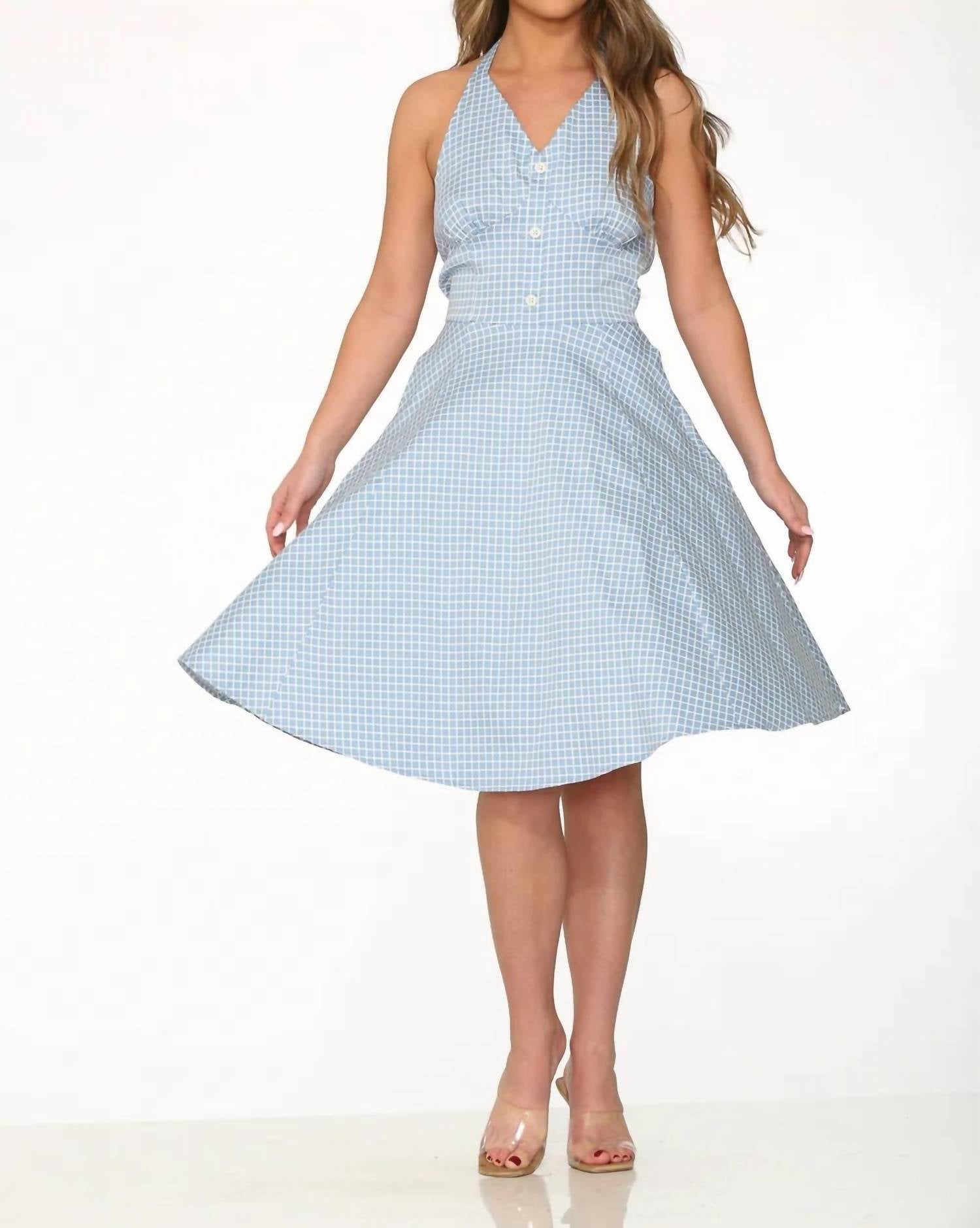 Orchid Bloom - Checkmate Halter Swing Dress