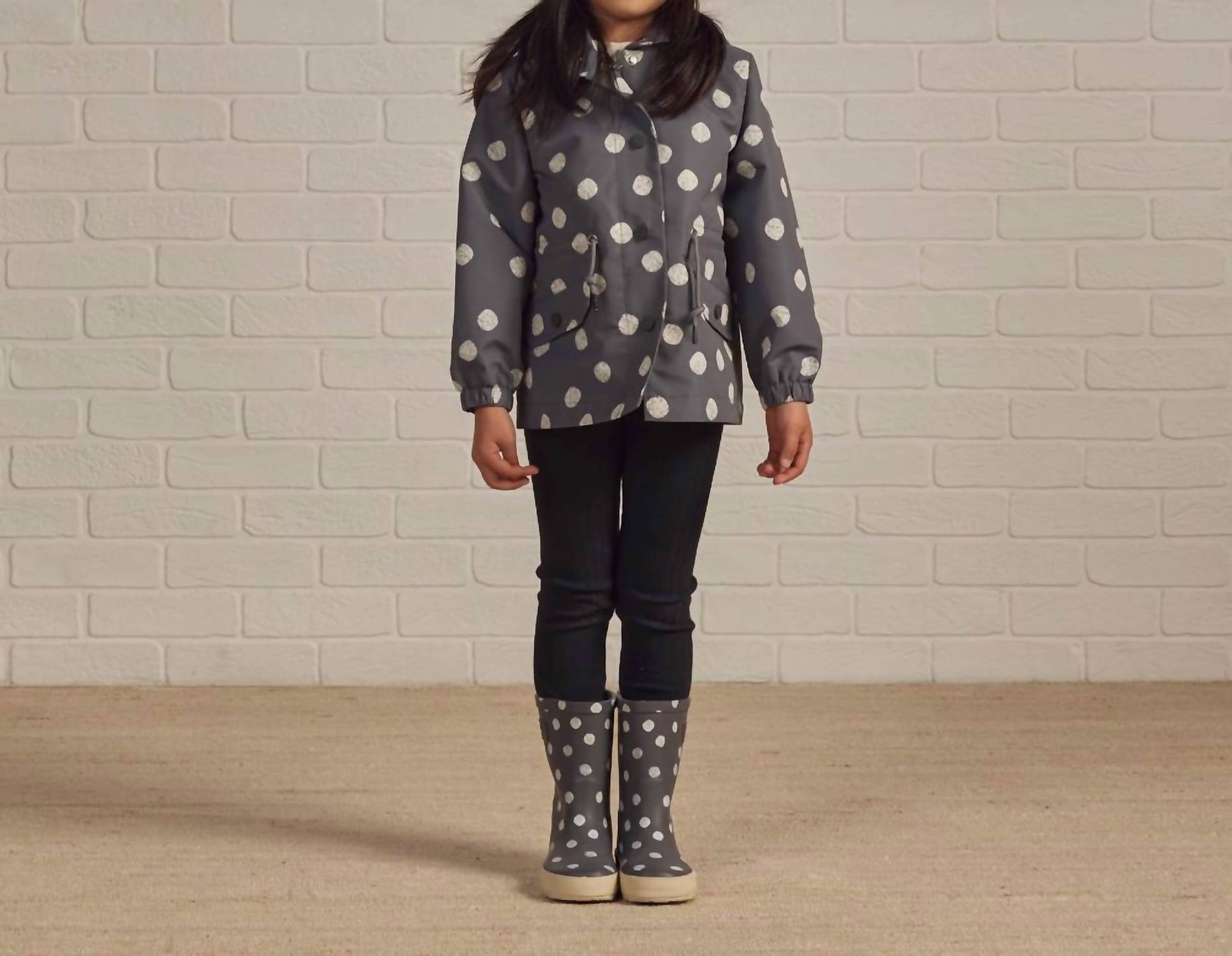 Rylee + Cru Kids' Rain Boot in dotty - kids' shoe - detail view