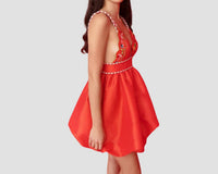 CELiA B Selene Bubble Short Dress in red - women's dress - alternate view