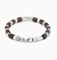 Uma And Leopold - Women's Leather With Wooden Beads Bracelet