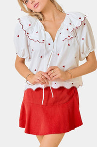 Day + Moon - Candy Hearts Embroidered Top