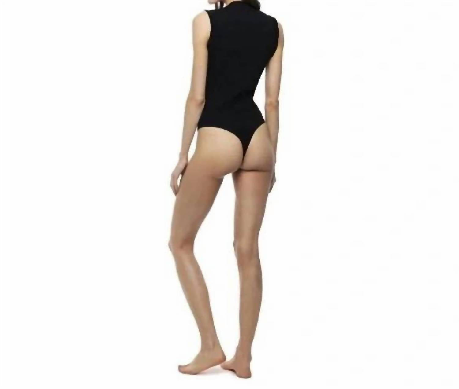 Betro Simone Danny Zuko Muscle Tank Bodysuit in charcoal - women's shirt - detail view