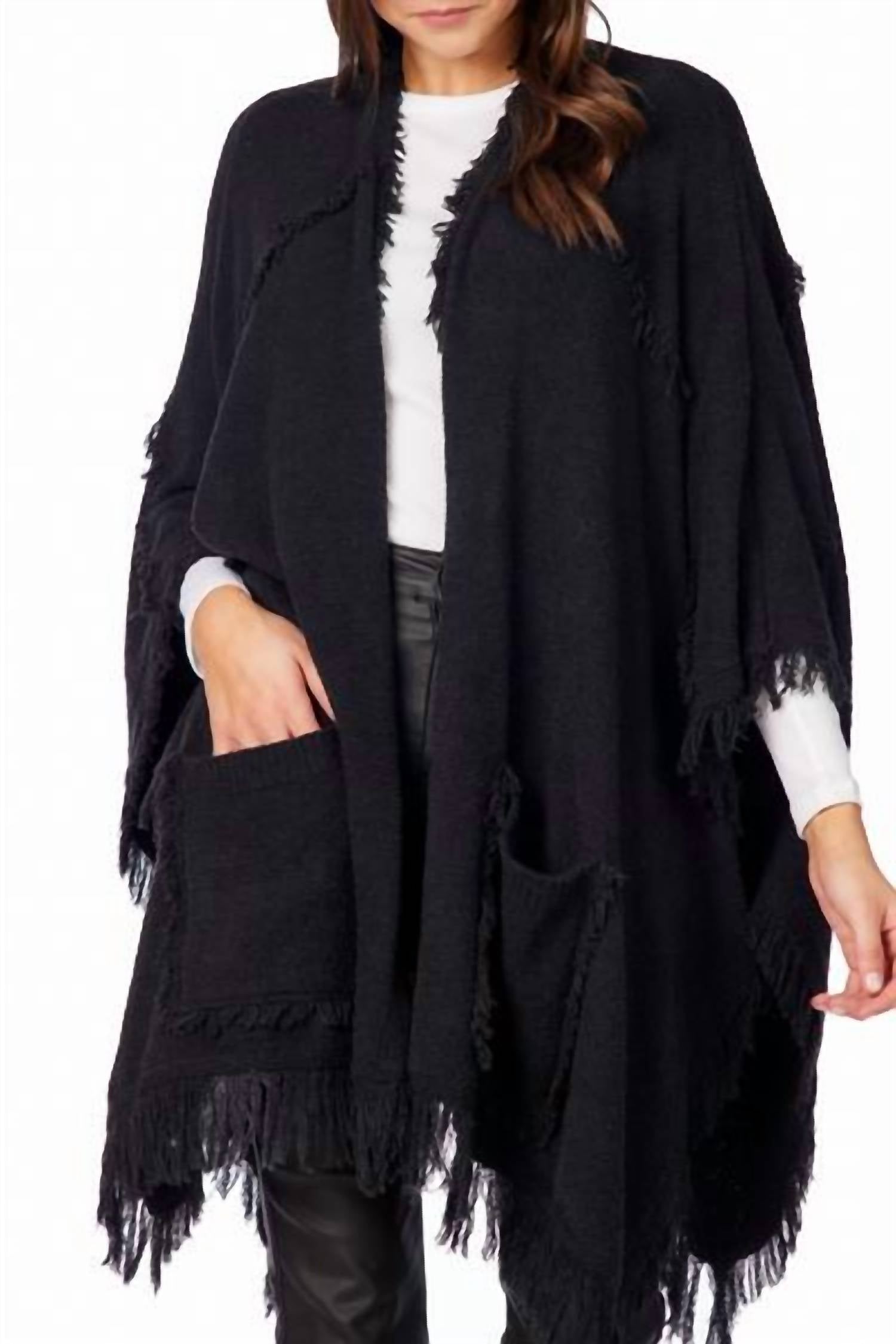 Mudpie - Whit Fringe Open Front Poncho