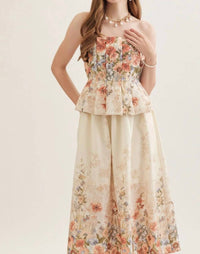 Entro - Floral Strapless Midi Dress