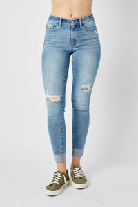 Judy Blue - Mid Rise Destroy & Cuff Skinny Jean