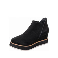 Antelope Women's Elastic Side Panel Suede Wedge Ankle Booties in black - women's shoe