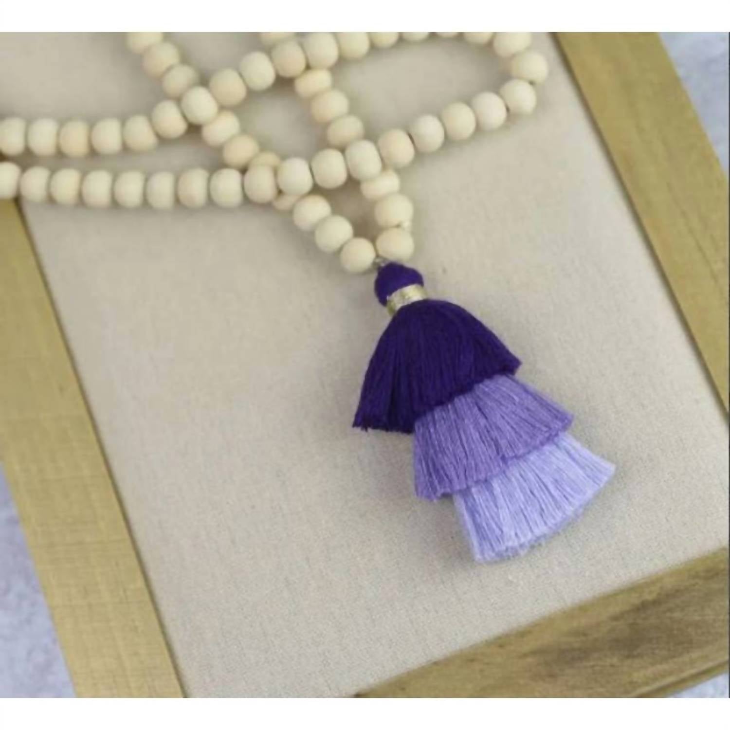 Lauren Lane - Women's Ombré Tiered Tassel Wood Bead Necklace