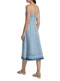 JONATHAN SIMKHAI Clarissa Denim A-line Midi-dress in del mar - women's dress - detail view
