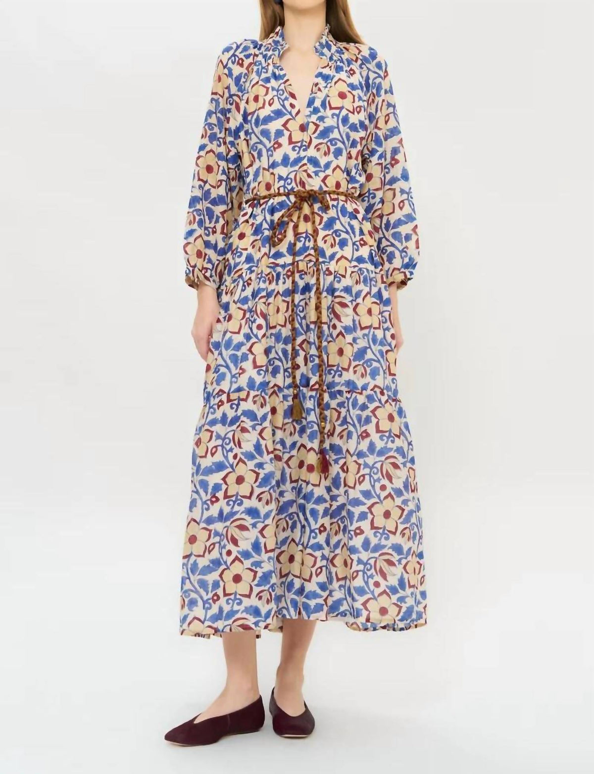 Oliphant - Cuff Sleeve Tie Waist Maxi Dress