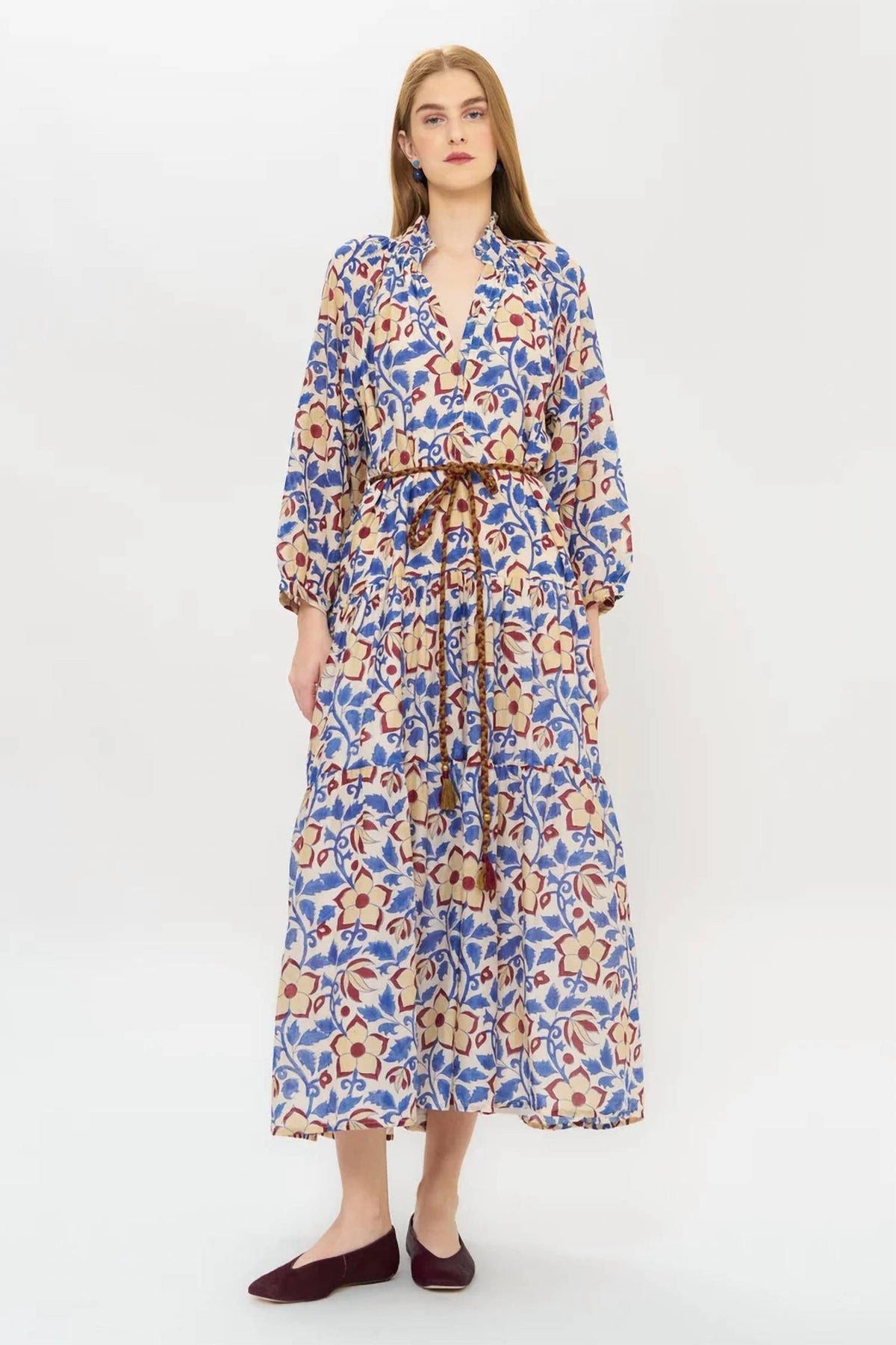 Oliphant - Cuff Sleeve Tie Waist Maxi Dress