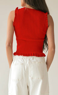 Hem & Thread - Austin Ribbed High-neck Frill Tank