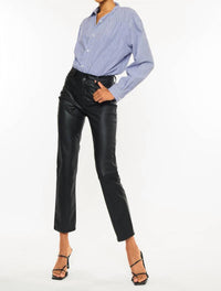 Kancan - Judith High Rise Faux Leather Skinny Straight Leg Jeans