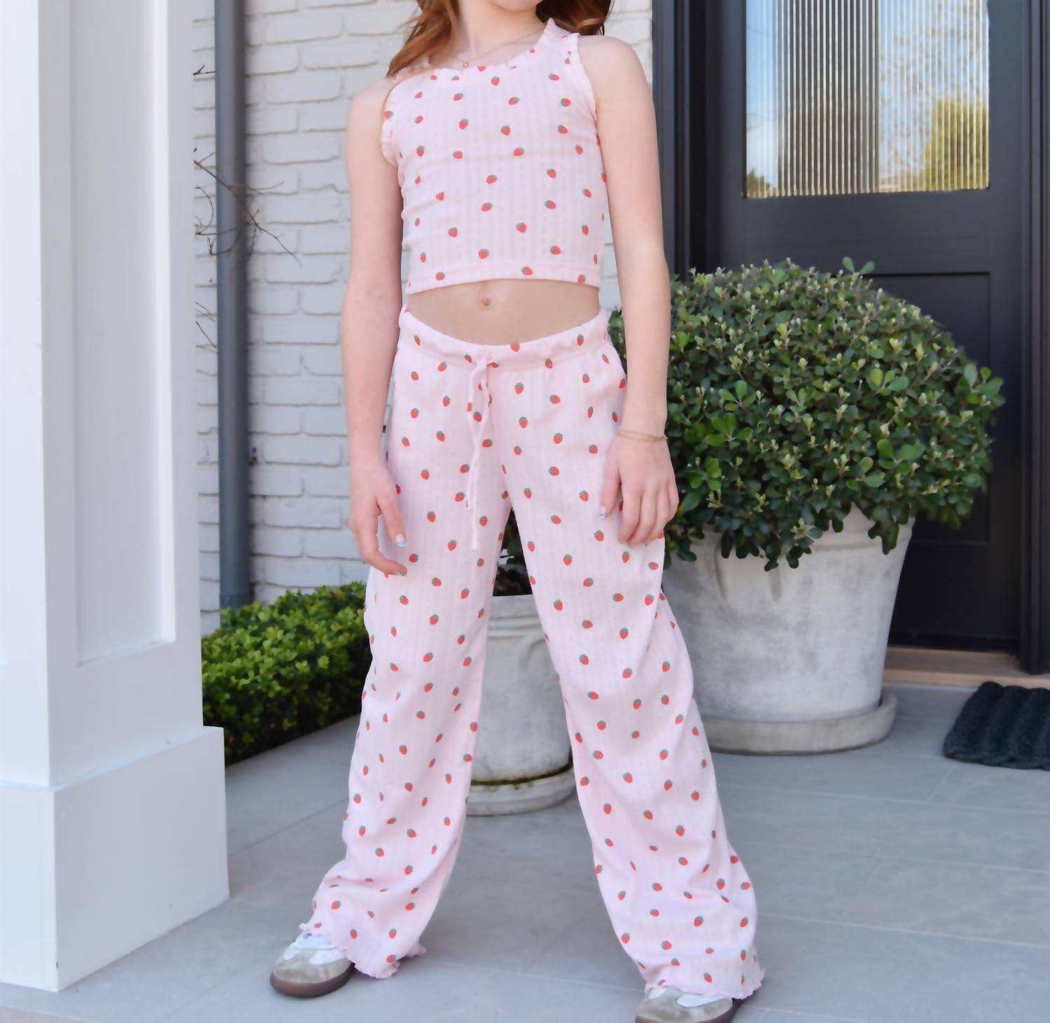 flowers by zoe Girl's Strawberry Pointelle Lounge Pant in pink - item