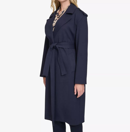 Tommy Hilfiger - Ponte Belted Long-sleeve Trench Coat