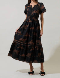 Sugarlips - Jungle Cat Smocked Midi Dress