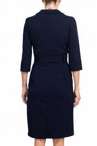 Sharagano - Notched Collar Crepe Dress