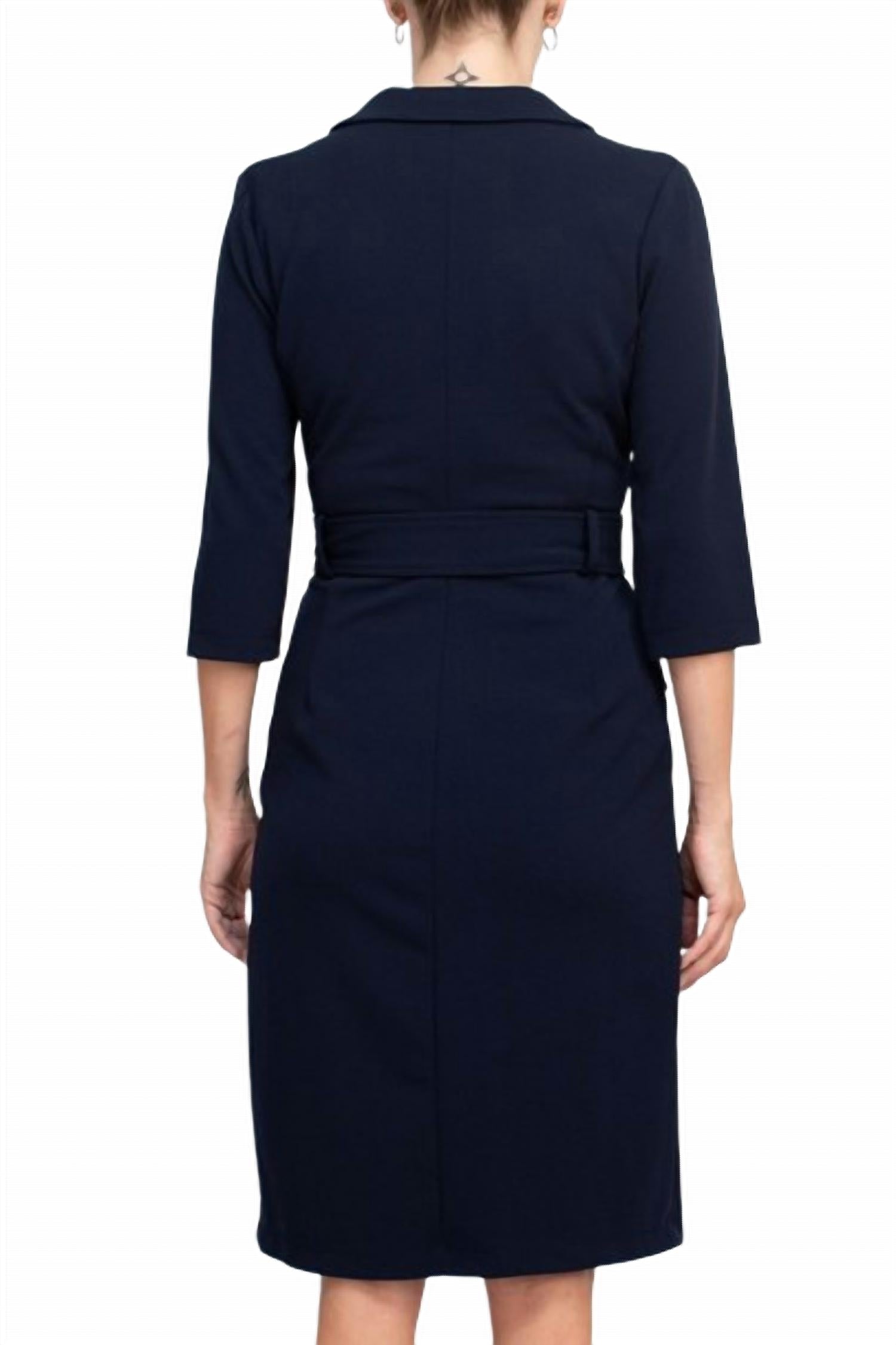Sharagano - Notched Collar Crepe Dress