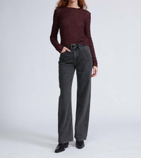 Rag & Bone Ellie Lace Long Sleeve Tee in bordeaux - women's long sleeve top