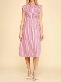 Pinch - Striped Button Down Midi Dress