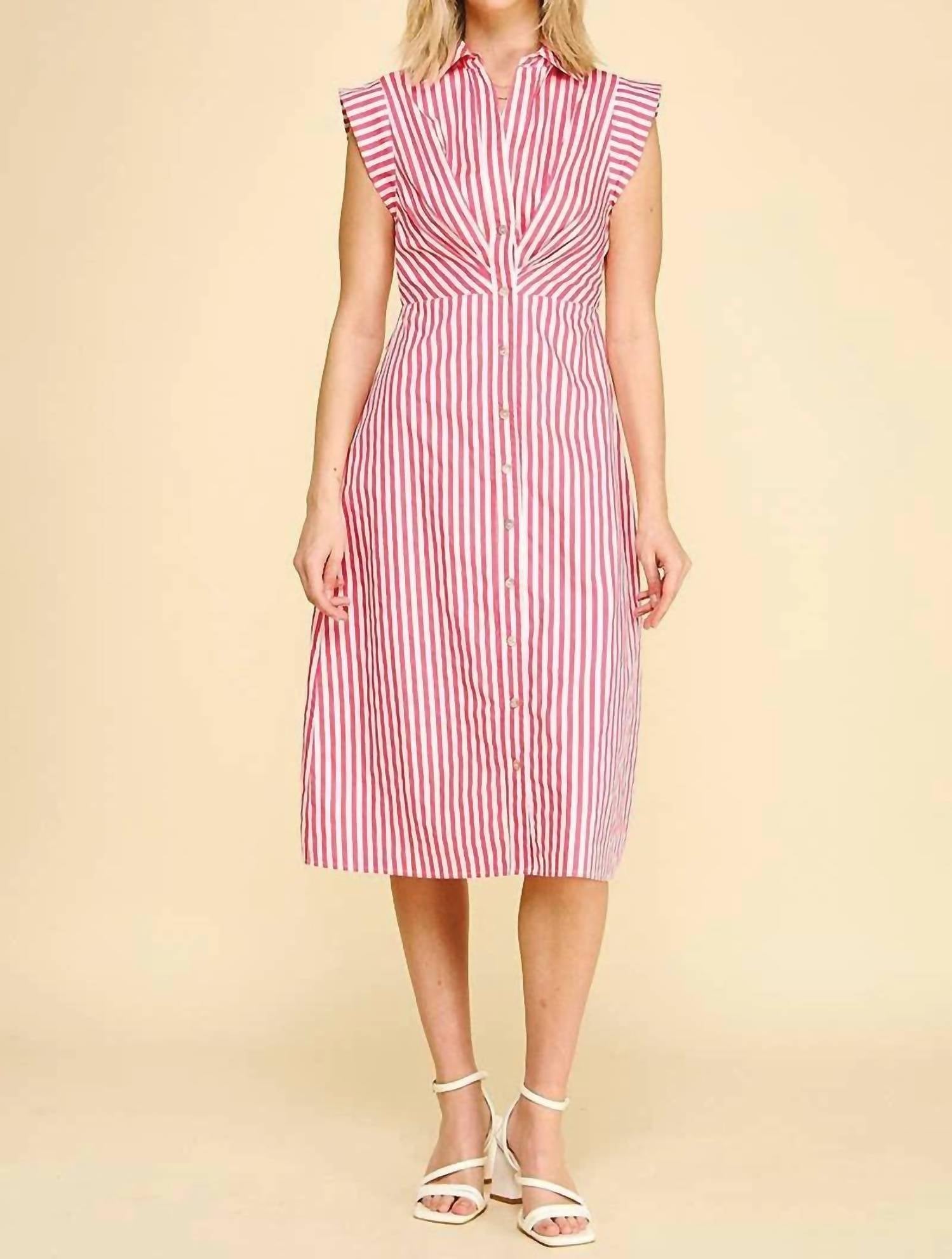 Pinch - Striped Button Down Midi Dress