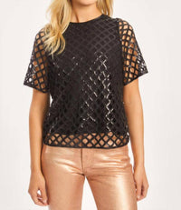 Caballero - Carmen Black Openwork Sequin Top